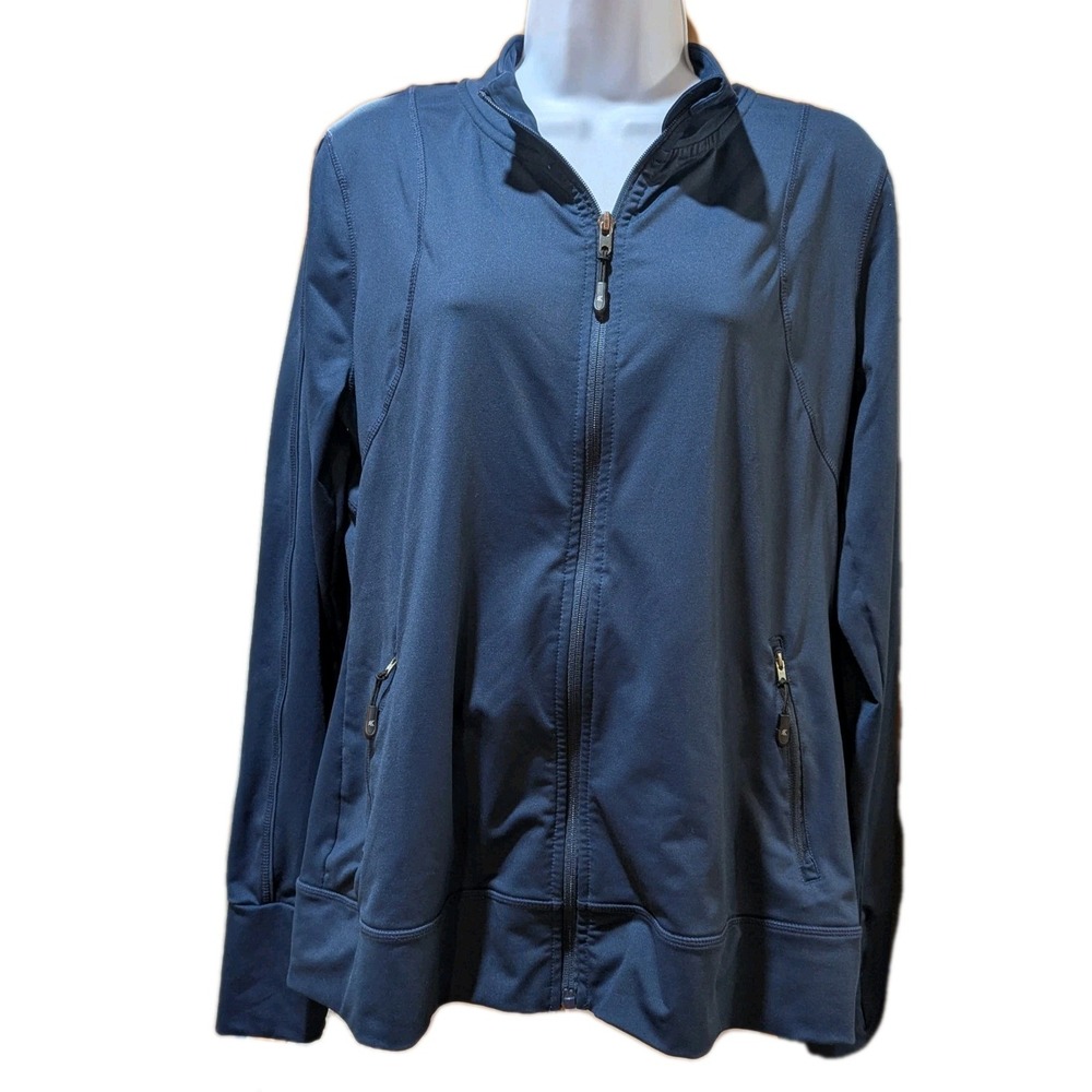 Kyodan Women's Full-Zip Navy Blue Jacket XLarge Polyester Spandex‎ Blend Running